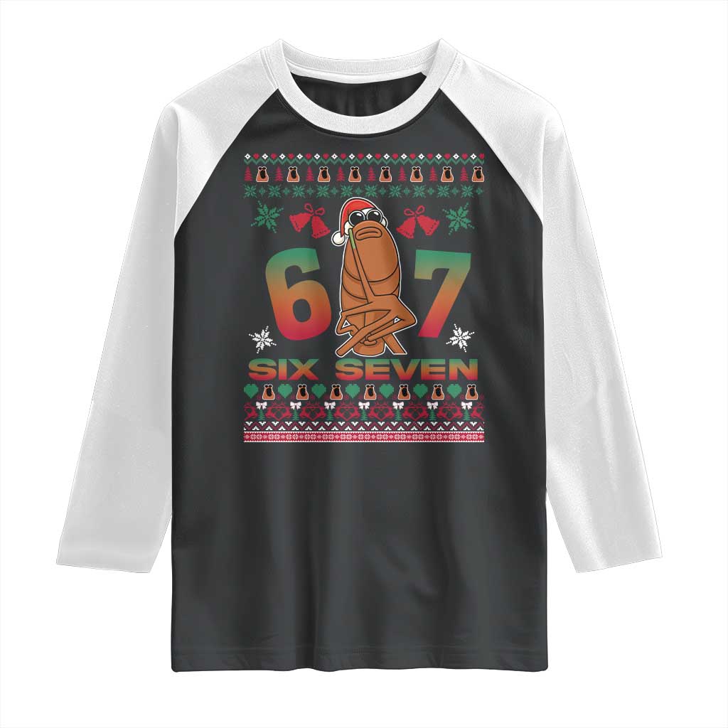 67 Six Seven Christmas Raglan Shirt Marcus The Worm Robert Meme - Wonder Print Shop