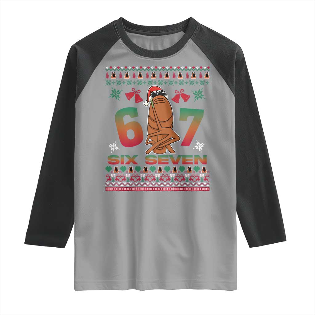 67 Six Seven Christmas Raglan Shirt Marcus The Worm Robert Meme - Wonder Print Shop