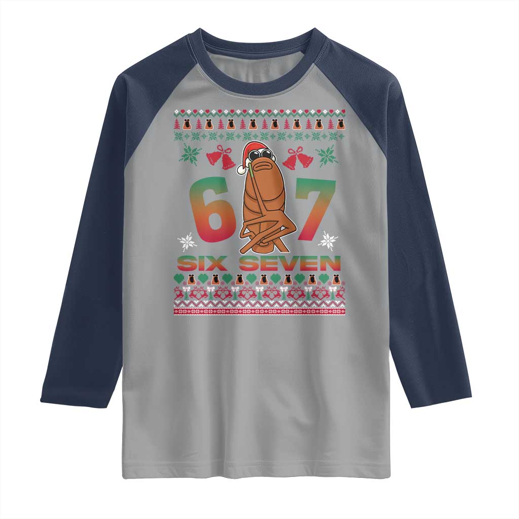 67 Six Seven Christmas Raglan Shirt Marcus The Worm Robert Meme - Wonder Print Shop