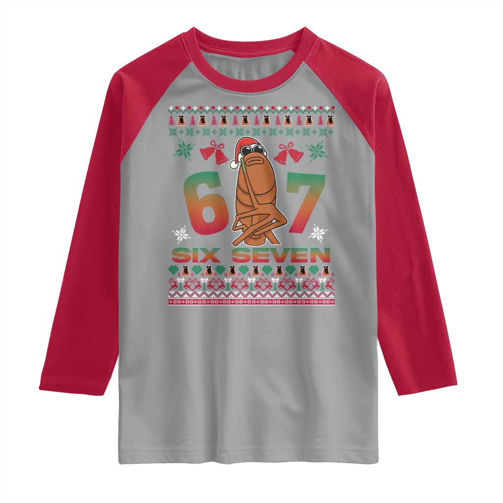 67 Six Seven Christmas Raglan Shirt Marcus The Worm Robert Meme - Wonder Print Shop