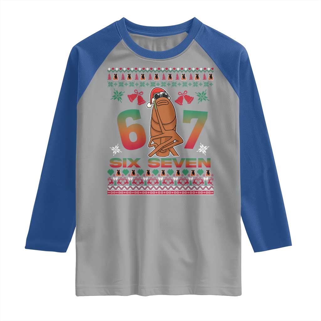 67 Six Seven Christmas Raglan Shirt Marcus The Worm Robert Meme - Wonder Print Shop