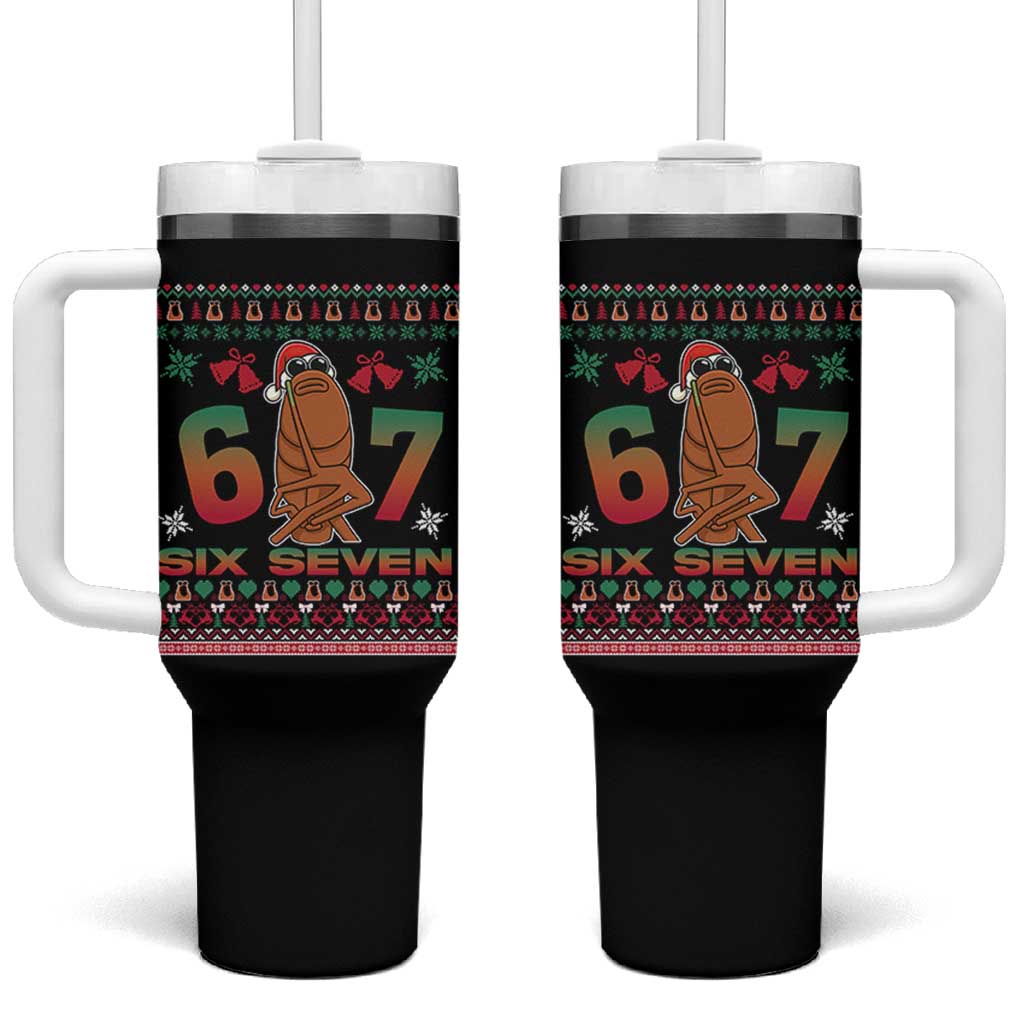 67 Six Seven Christmas Tumbler With Handle Marcus The Worm Robert Meme - Wonder Print Shop