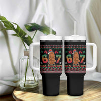 67 Six Seven Christmas Tumbler With Handle Marcus The Worm Robert Meme - Wonder Print Shop