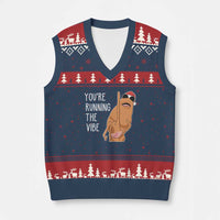 Marcus The Worm Robert Meme Xmas V-Neck Knit Sweater Vest You Are Running The Vibe - Wonder Print Shop