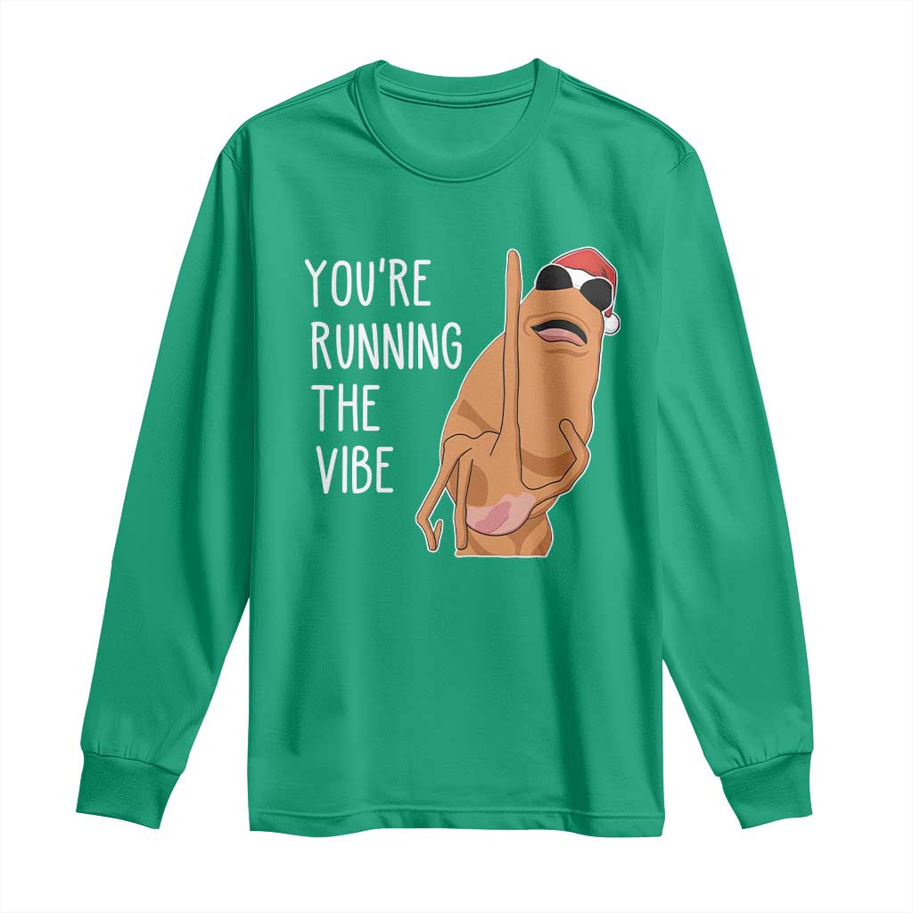Marcus The Worm Robert Meme Christmas Long Sleeve Shirt You Are Running The Vibe - Wonder Print Shop