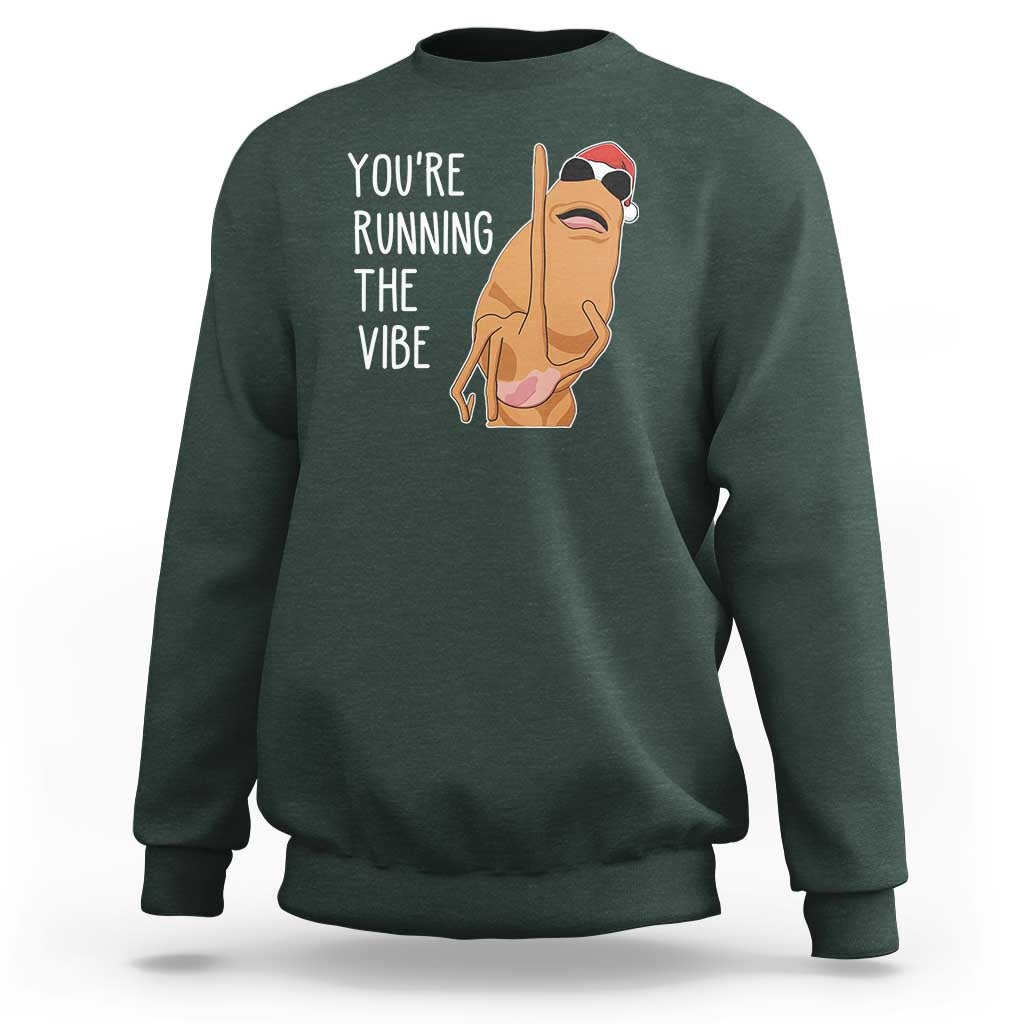 Marcus The Worm Robert Meme Christmas Sweatshirt You Are Running The Vibe - Wonder Print Shop