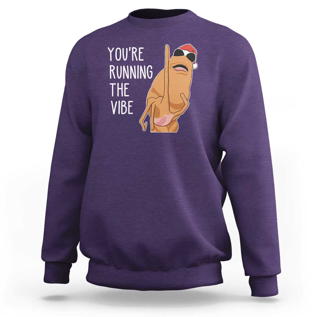 Marcus The Worm Robert Meme Christmas Sweatshirt You Are Running The Vibe - Wonder Print Shop