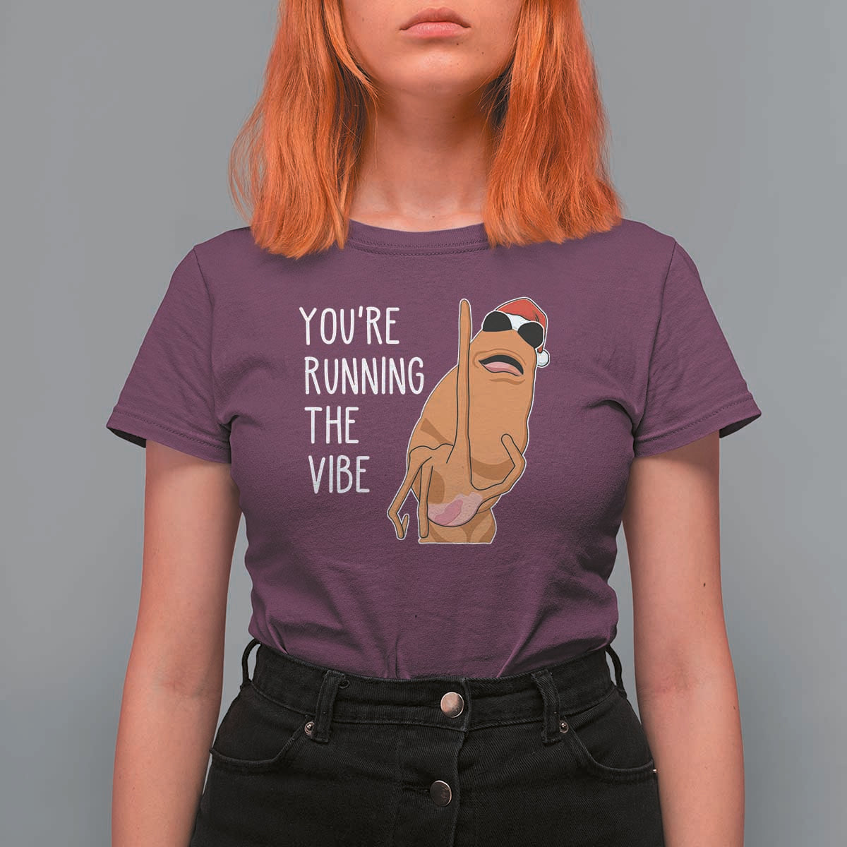 Marcus The Worm Robert Meme Christmas T Shirt For Women You Are Running The Vibe - Wonder Print Shop