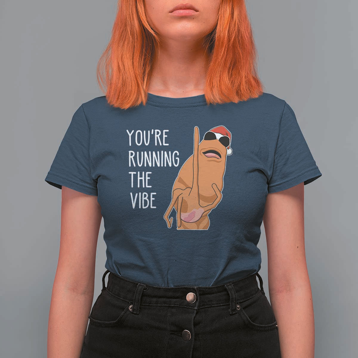 Marcus The Worm Robert Meme Christmas T Shirt For Women You Are Running The Vibe - Wonder Print Shop