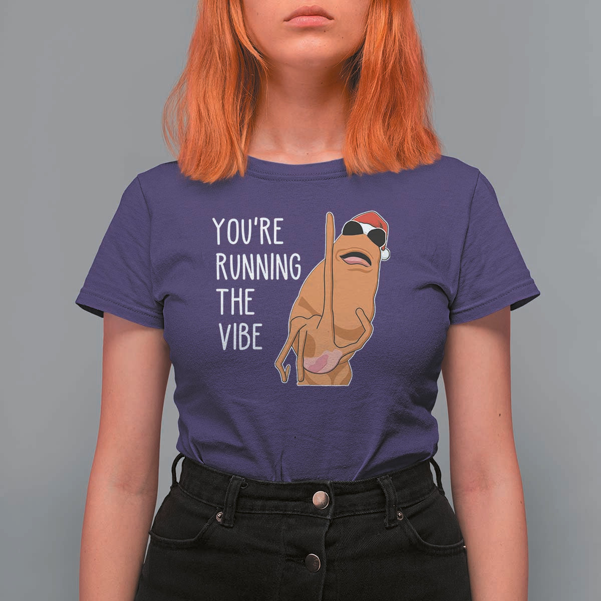 Marcus The Worm Robert Meme Christmas T Shirt For Women You Are Running The Vibe - Wonder Print Shop