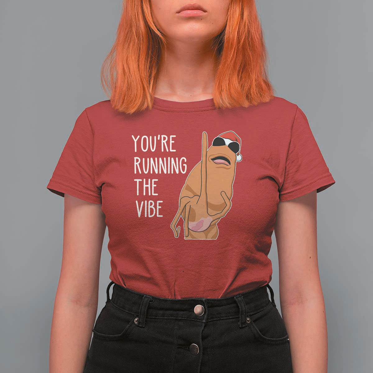 Marcus The Worm Robert Meme Christmas T Shirt For Women You Are Running The Vibe - Wonder Print Shop