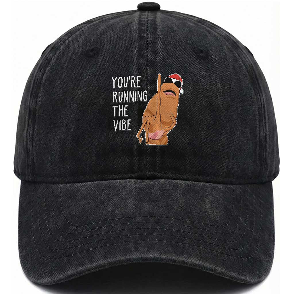 Marcus The Worm Robert Meme Christmas Washed Cotton Baseball Cap You Are Running The Vibe