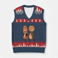 Marcus The Worm Meme V-Neck Knit Sweater Vest Funny Howling At Moon - Wonder Print Shop