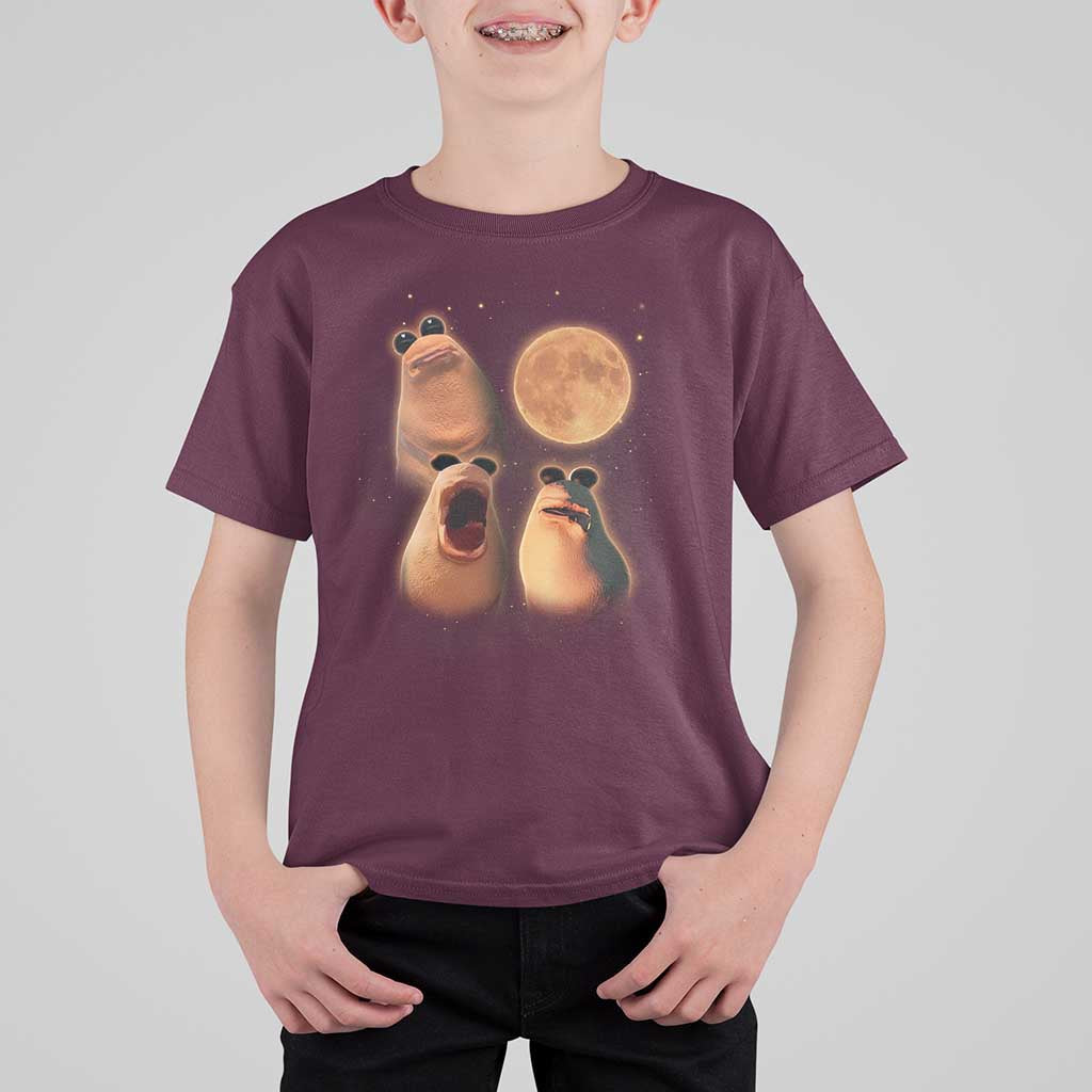 Marcus The Worm Meme T Shirt For Kid Funny Howling At Moon - Wonder Print Shop