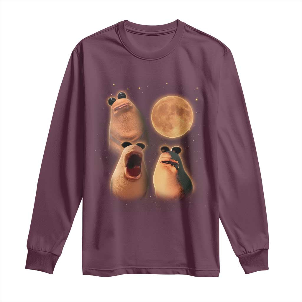 Marcus The Worm Meme Long Sleeve Shirt Funny Howling At Moon - Wonder Print Shop