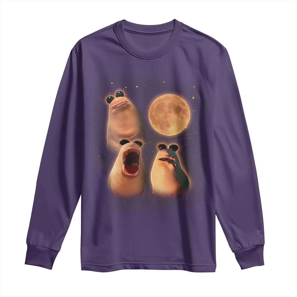 Marcus The Worm Meme Long Sleeve Shirt Funny Howling At Moon - Wonder Print Shop