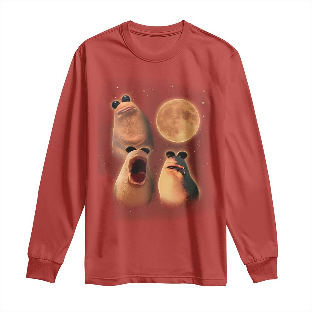 Marcus The Worm Meme Long Sleeve Shirt Funny Howling At Moon - Wonder Print Shop