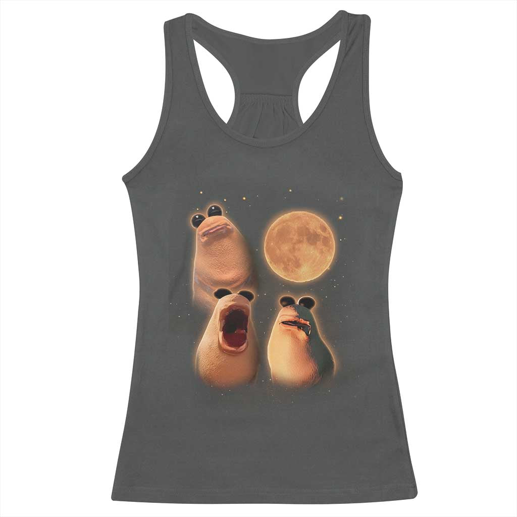 Marcus The Worm Meme Racerback Tank Top Funny Howling At Moon - Wonder Print Shop