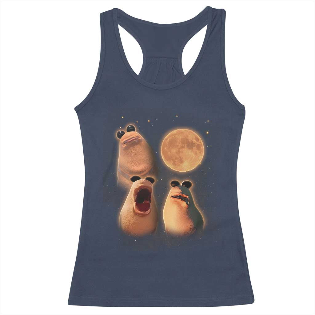 Marcus The Worm Meme Racerback Tank Top Funny Howling At Moon - Wonder Print Shop