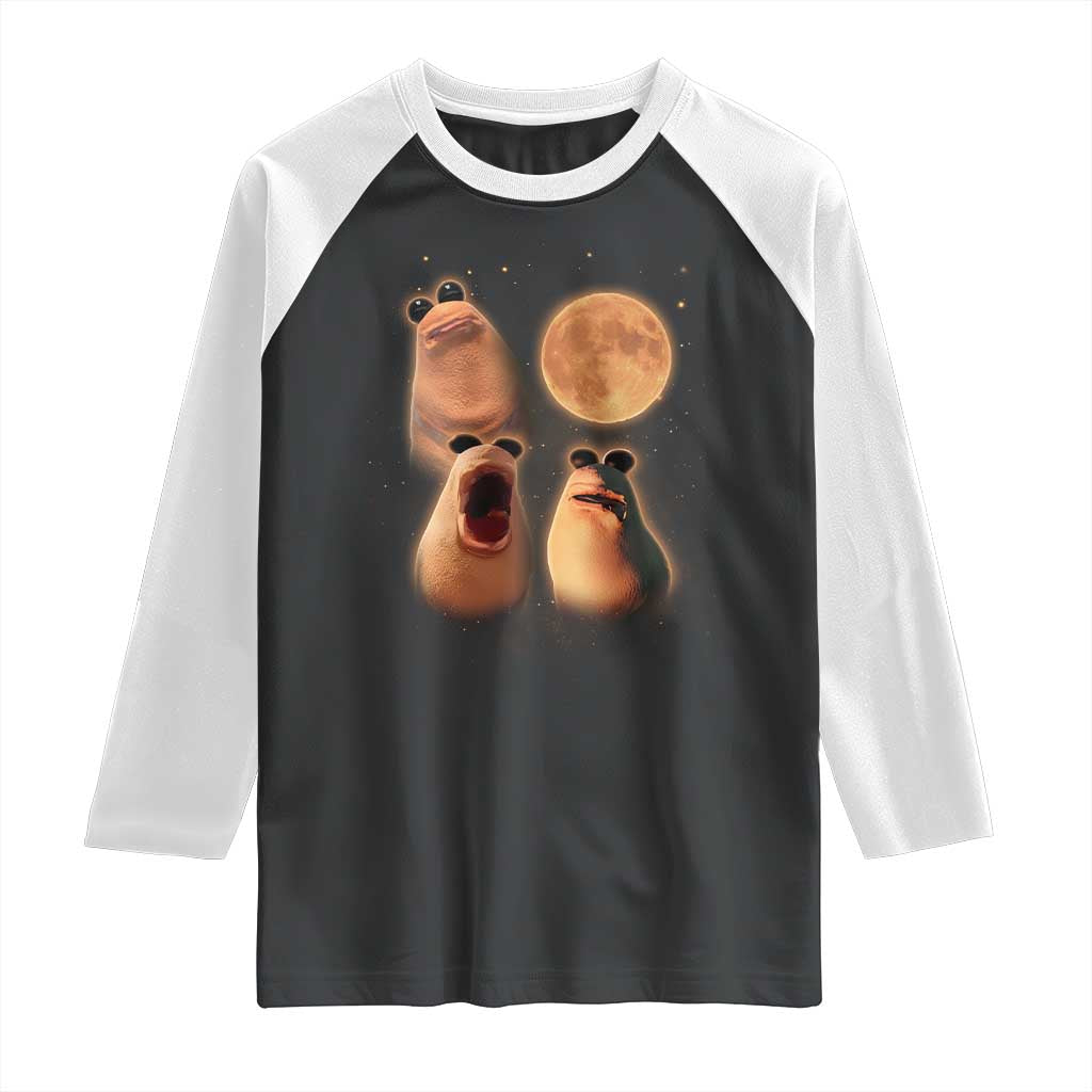 Marcus The Worm Meme Raglan Shirt Funny Howling At Moon - Wonder Print Shop
