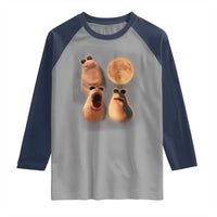 Marcus The Worm Meme Raglan Shirt Funny Howling At Moon - Wonder Print Shop