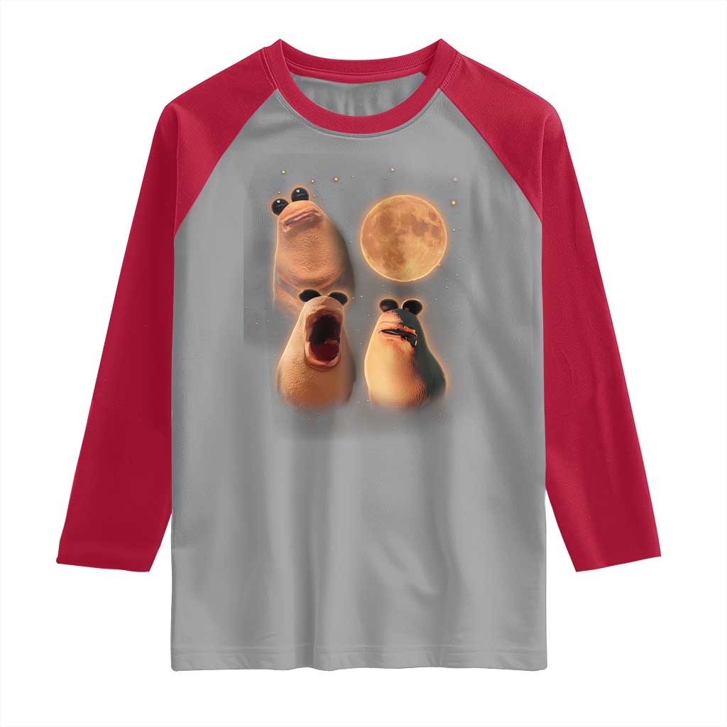 Marcus The Worm Meme Raglan Shirt Funny Howling At Moon - Wonder Print Shop