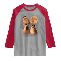 Marcus The Worm Meme Raglan Shirt Funny Howling At Moon - Wonder Print Shop