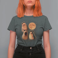 Marcus The Worm Meme T Shirt For Women Funny Howling At Moon - Wonder Print Shop