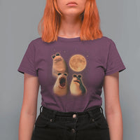 Marcus The Worm Meme T Shirt For Women Funny Howling At Moon - Wonder Print Shop