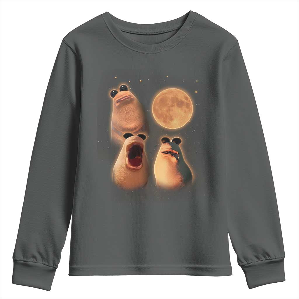 Marcus The Worm Meme Youth Sweatshirt Funny Howling At Moon - Wonder Print Shop