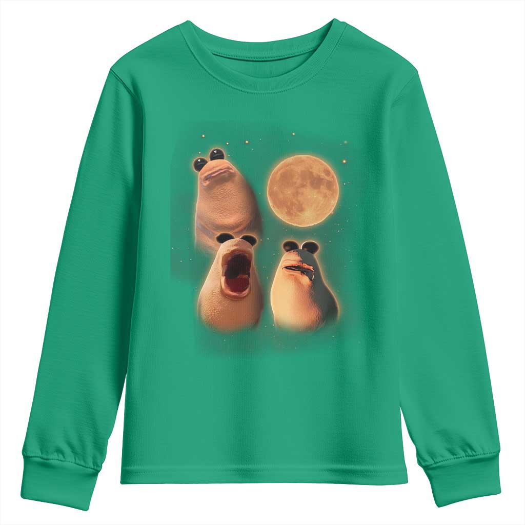 Marcus The Worm Meme Youth Sweatshirt Funny Howling At Moon - Wonder Print Shop