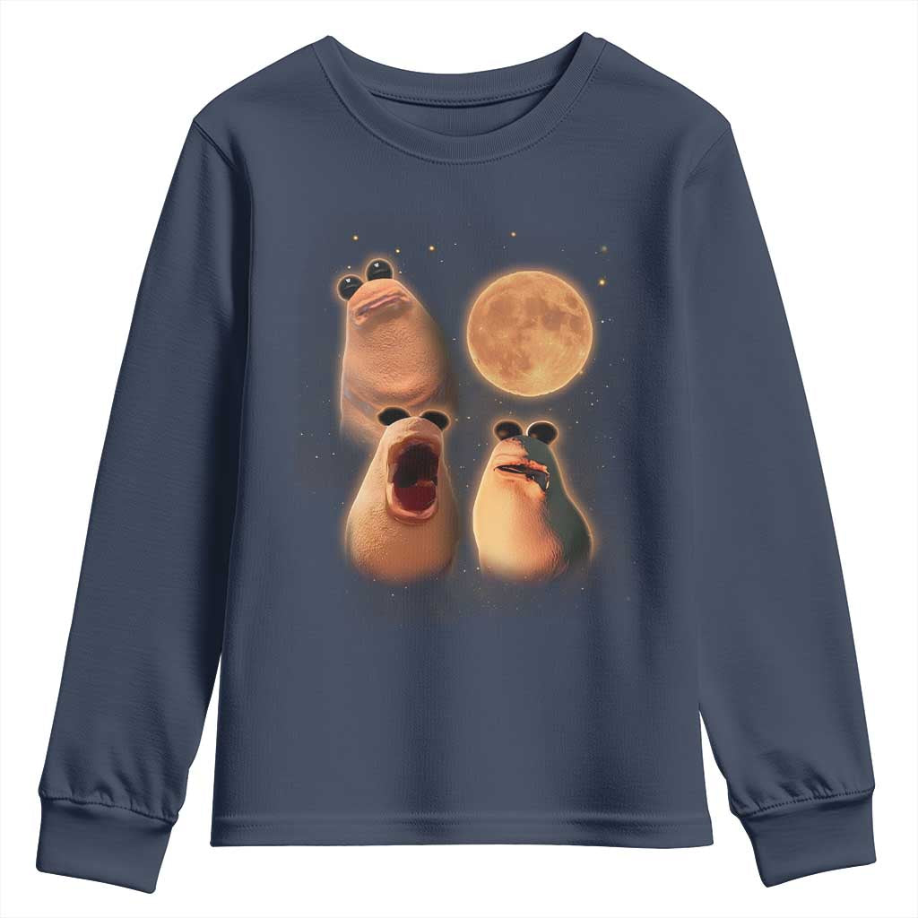 Marcus The Worm Meme Youth Sweatshirt Funny Howling At Moon - Wonder Print Shop
