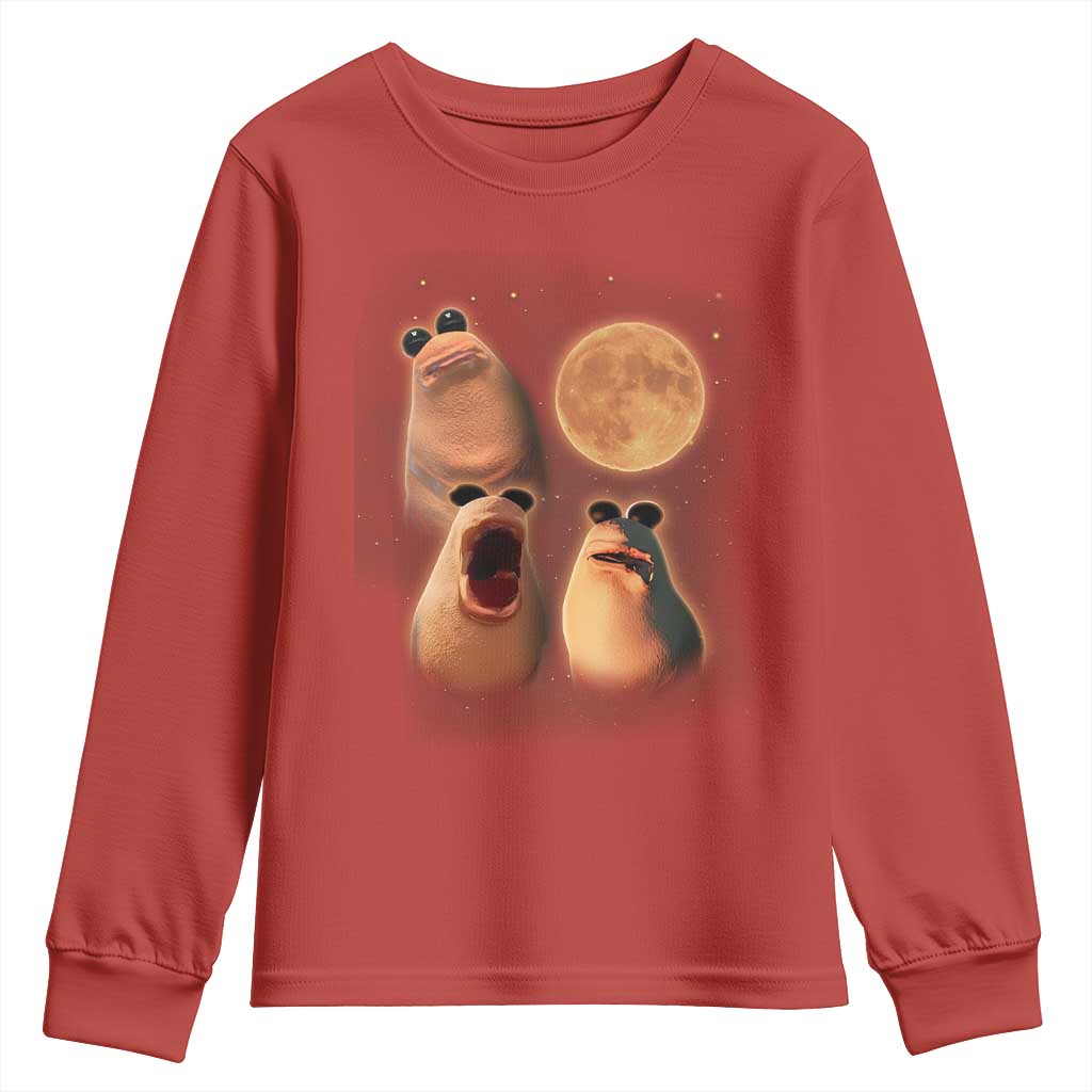 Marcus The Worm Meme Youth Sweatshirt Funny Howling At Moon - Wonder Print Shop