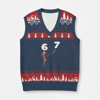 67 Six Seven Xmas V-Neck Knit Sweater Vest Marcus The Worm Meme - Wonder Print Shop
