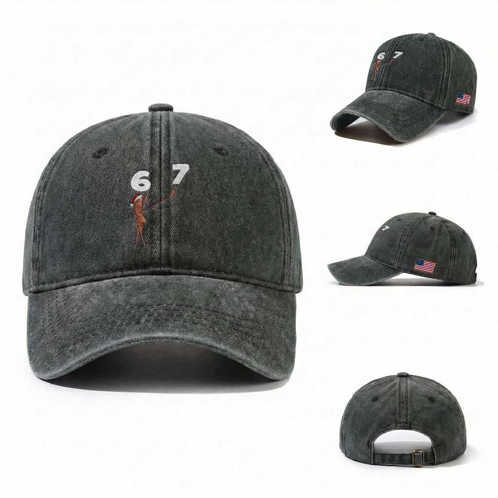 67 Six Seven Christmas Washed Cotton Baseball Cap Marcus The Worm Meme