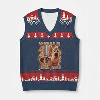 Marcus The Worm Meme V-Neck Knit Sweater Vest Where Is Jimbo James - Wonder Print Shop