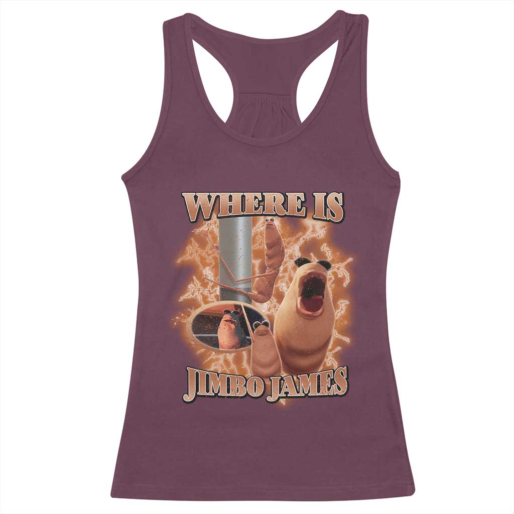 Marcus The Worm Meme Racerback Tank Top Where Is Jimbo James - Wonder Print Shop