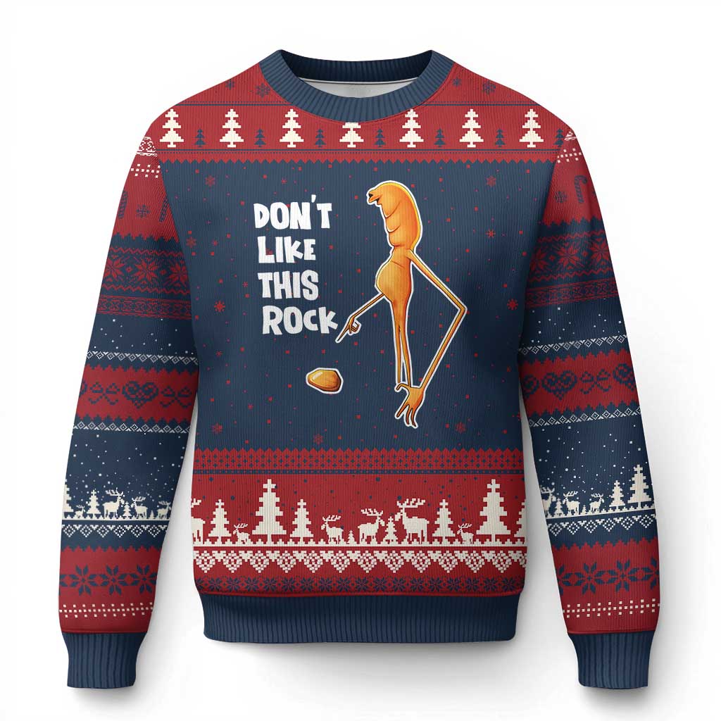 Marcus The Worm Meme Ugly Christmas Sweater Do Not Like This Rock - Wonder Print Shop