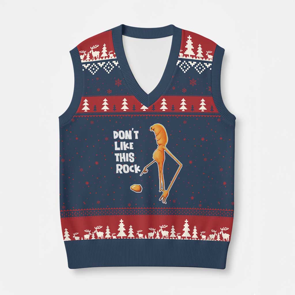 Marcus The Worm Meme V-Neck Knit Sweater Vest Do Not Like This Rock - Wonder Print Shop