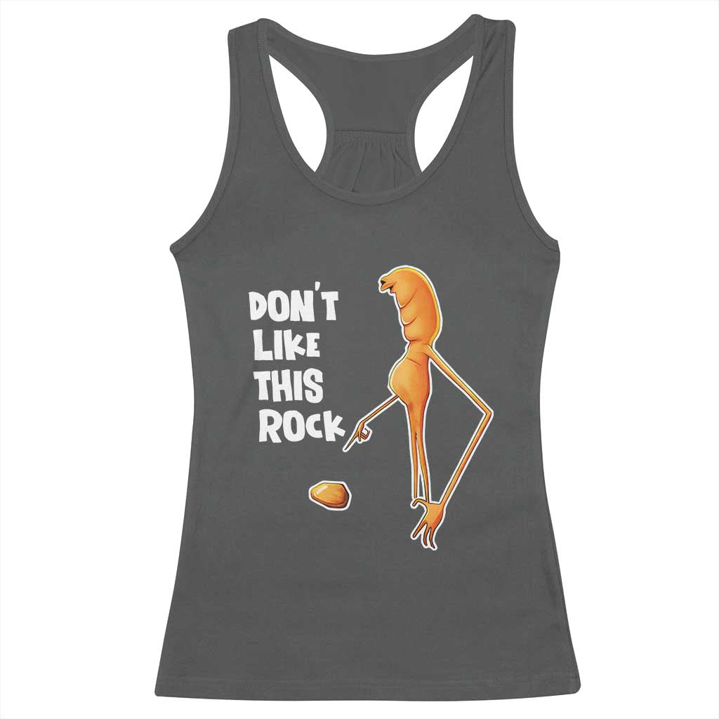 Marcus The Worm Meme Racerback Tank Top Do Not Like This Rock - Wonder Print Shop