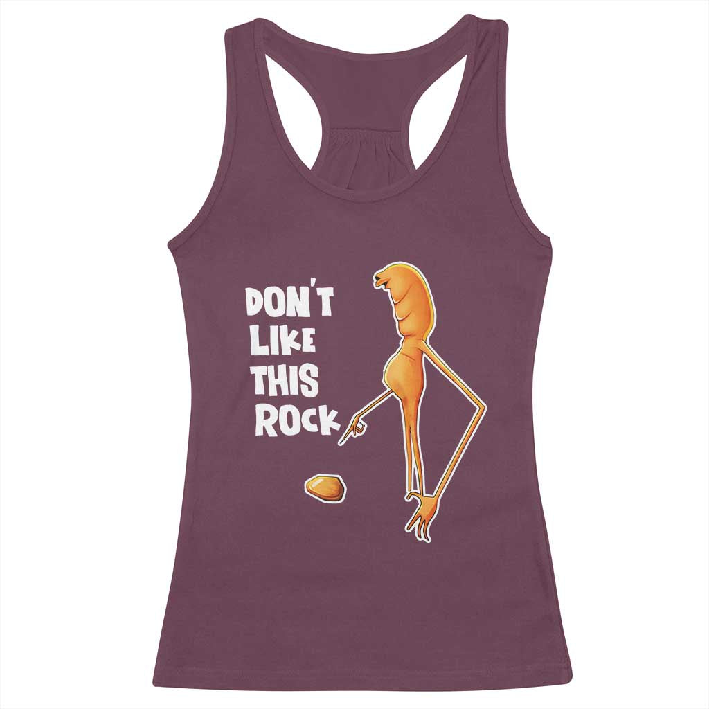 Marcus The Worm Meme Racerback Tank Top Do Not Like This Rock - Wonder Print Shop