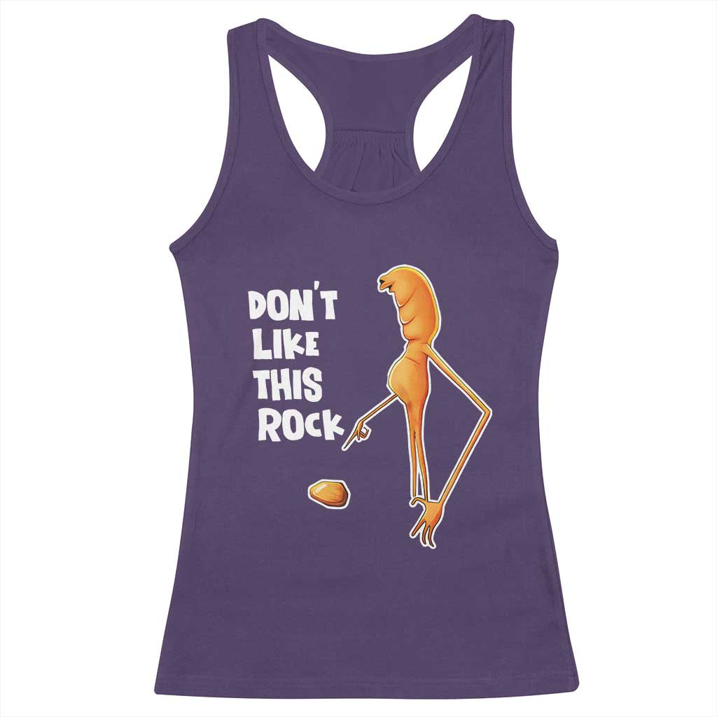 Marcus The Worm Meme Racerback Tank Top Do Not Like This Rock - Wonder Print Shop