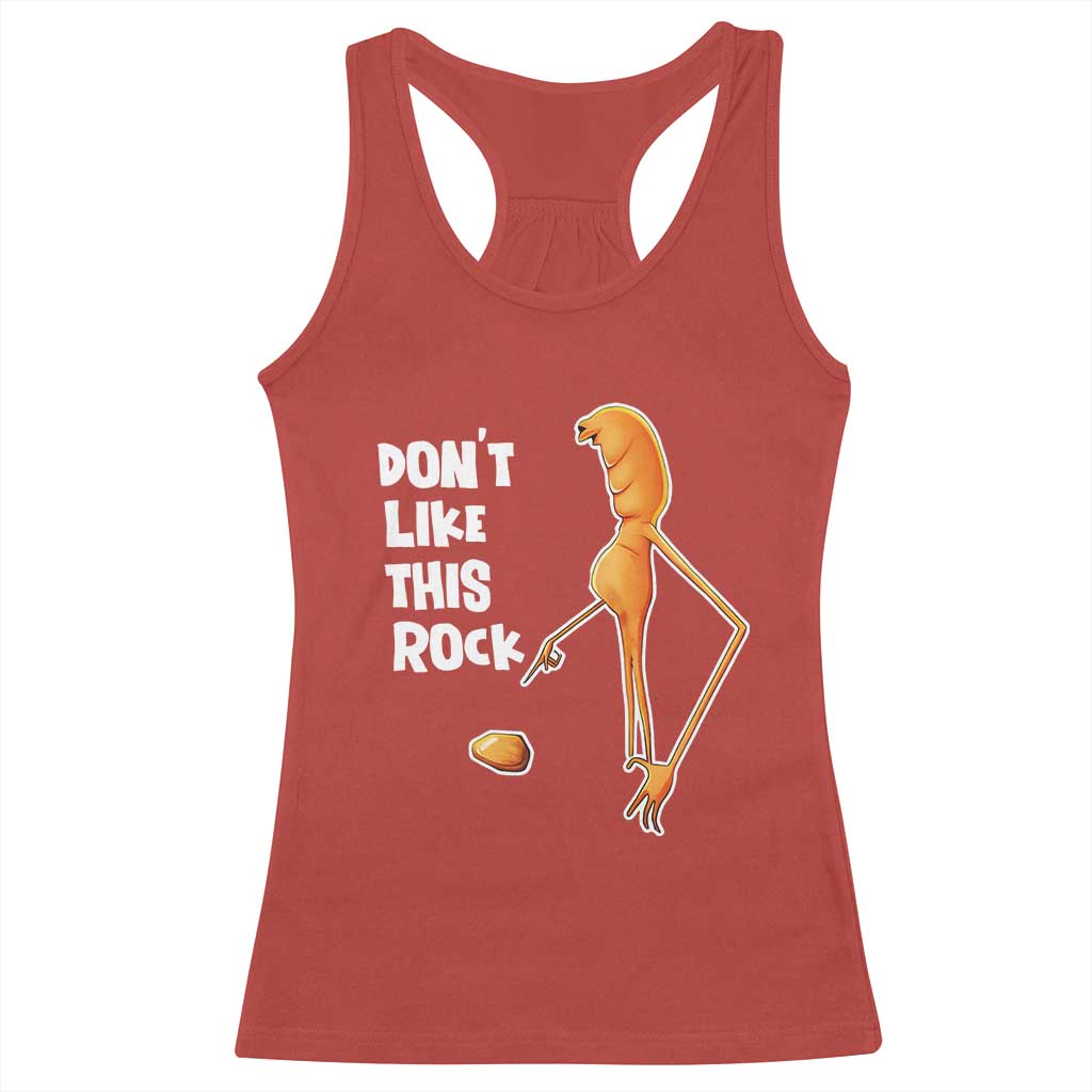 Marcus The Worm Meme Racerback Tank Top Do Not Like This Rock - Wonder Print Shop