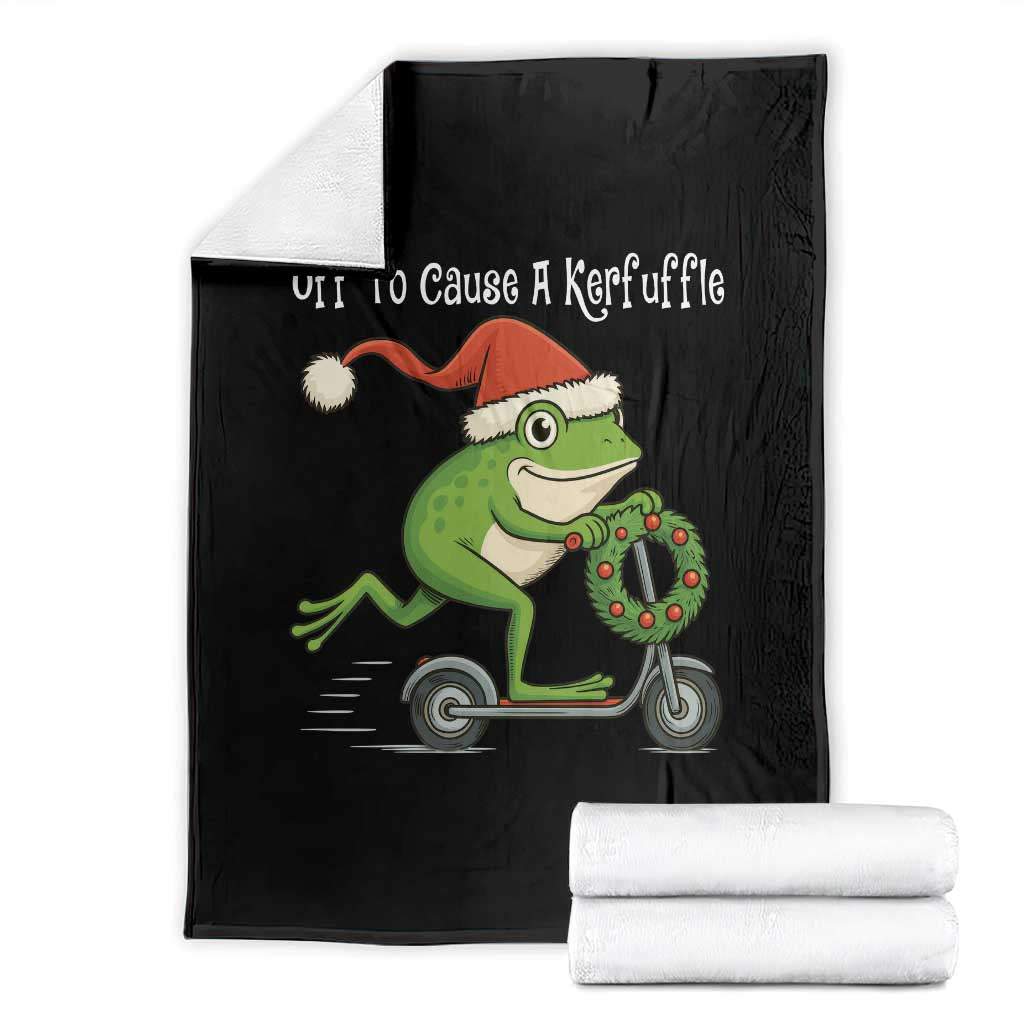 Off To Cause A Kerfuffle Throw Blanket Funny Frog Christmas - Wonder Print Shop