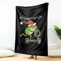 Off To Cause A Kerfuffle Throw Blanket Funny Frog Christmas - Wonder Print Shop