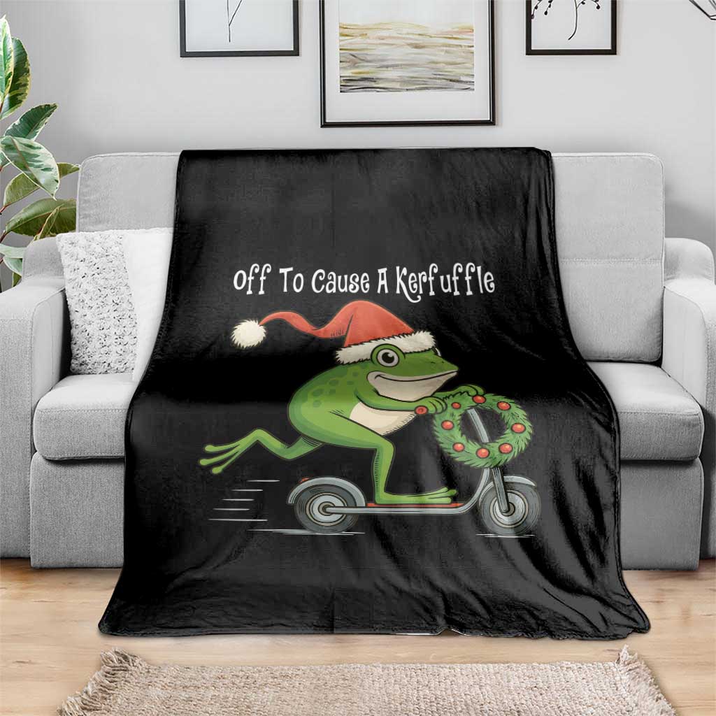 Off To Cause A Kerfuffle Throw Blanket Funny Frog Christmas - Wonder Print Shop