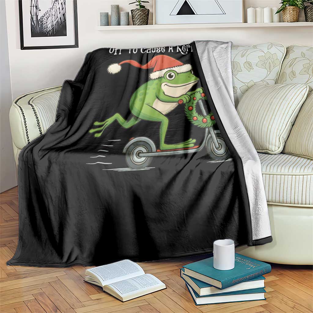 Off To Cause A Kerfuffle Throw Blanket Funny Frog Christmas - Wonder Print Shop