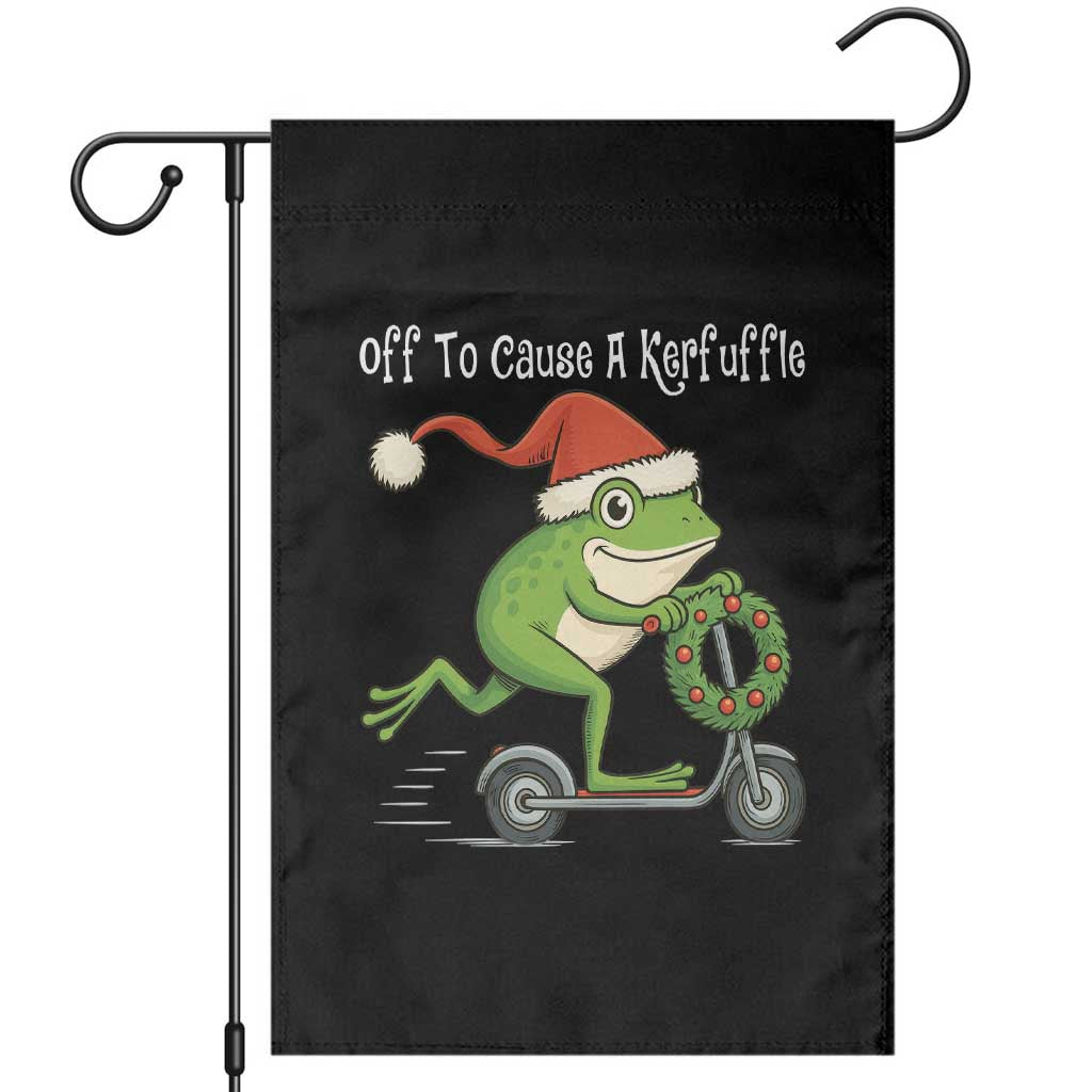 Off To Cause A Kerfuffle Garden Flag Funny Frog Christmas - Wonder Print Shop