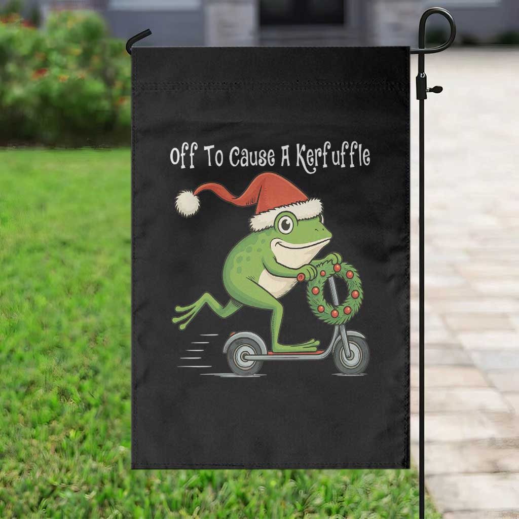 Off To Cause A Kerfuffle Garden Flag Funny Frog Christmas - Wonder Print Shop
