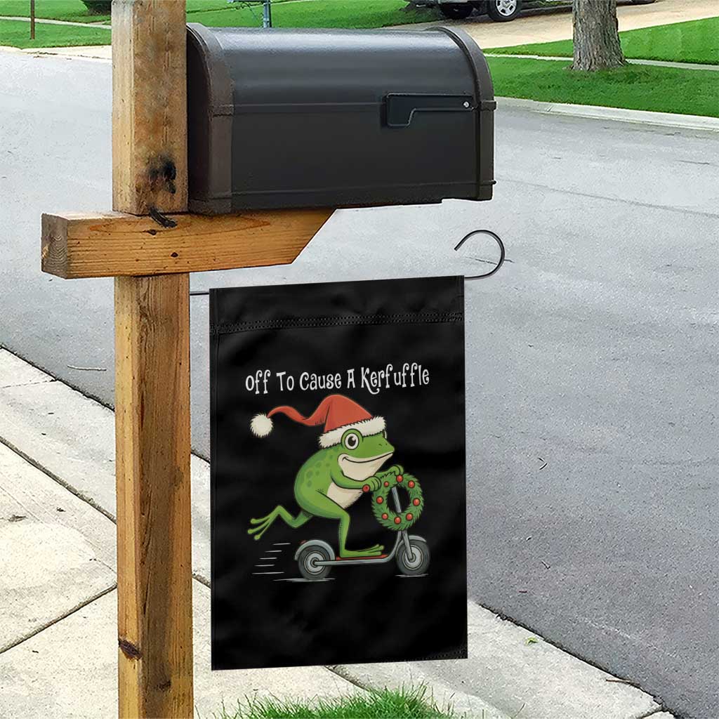 Off To Cause A Kerfuffle Garden Flag Funny Frog Christmas - Wonder Print Shop
